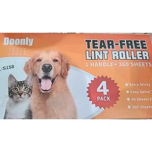 Lint Rollers Value Pack 360 Sheets/ 4 Refills, Sticky Pet Hair Remover Tear Free